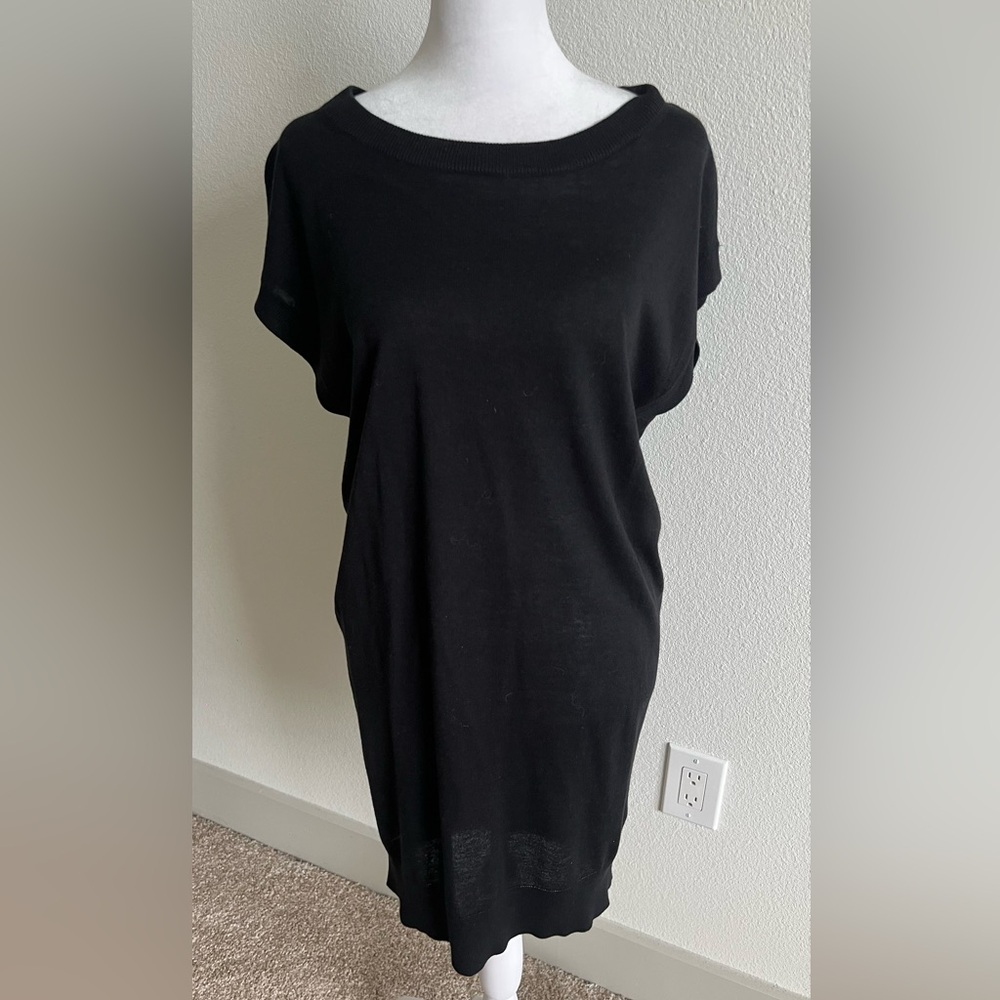 Zadig & Voltaire Deluxe Black Relaxed Tunic Silk Cashmere Midi Dress